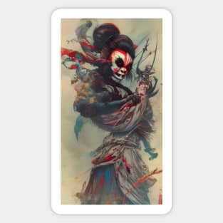 Japanese Geisha Demon Horror Art Sticker